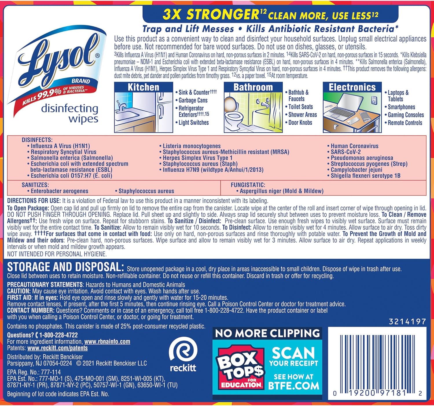 Lysol Disinfecting Wipes, Mango & Hibiscus, Pack Of 6, 80Ct