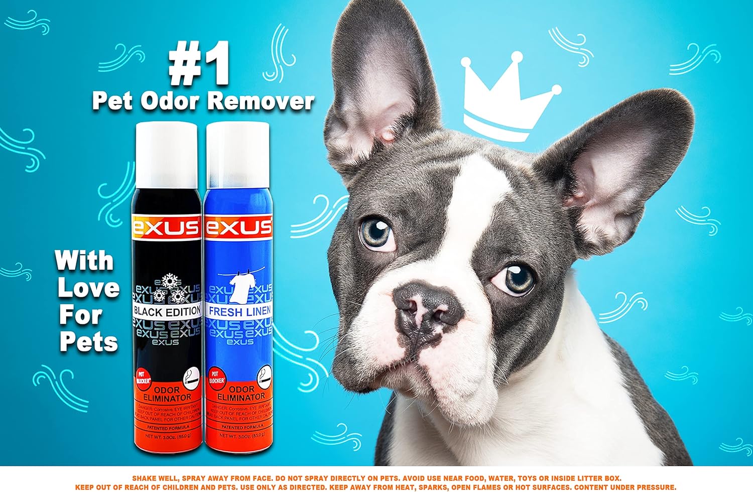 Exus Odor Eliminator & Air Freshener Spray For Strong Odor, Pet Odor Eliminator, Room Spray, Car Freshener (3 Pack) (Fresh Linen) : Health & Household