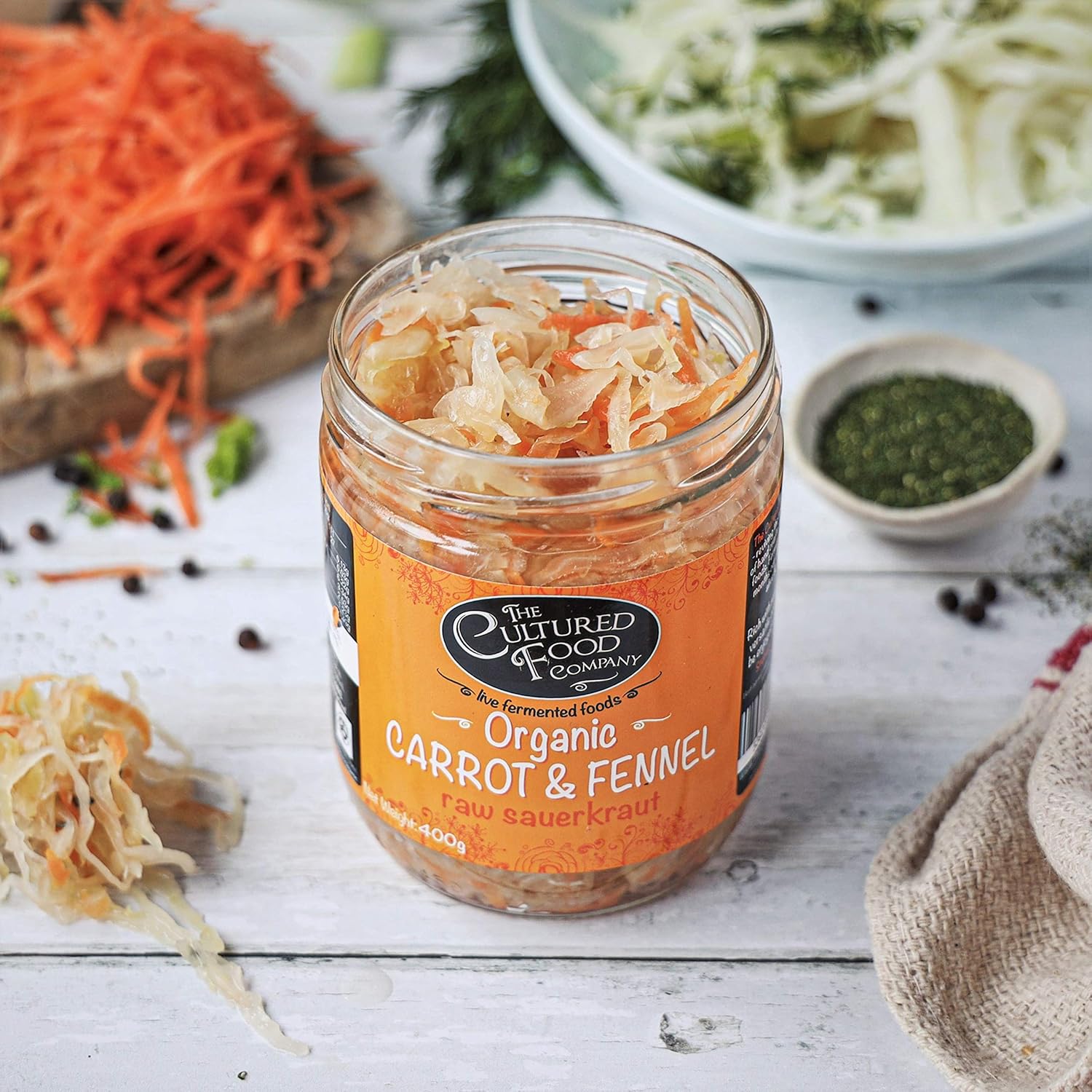 Carrot & Fennel Raw Sauerkraut, Organic, 400G