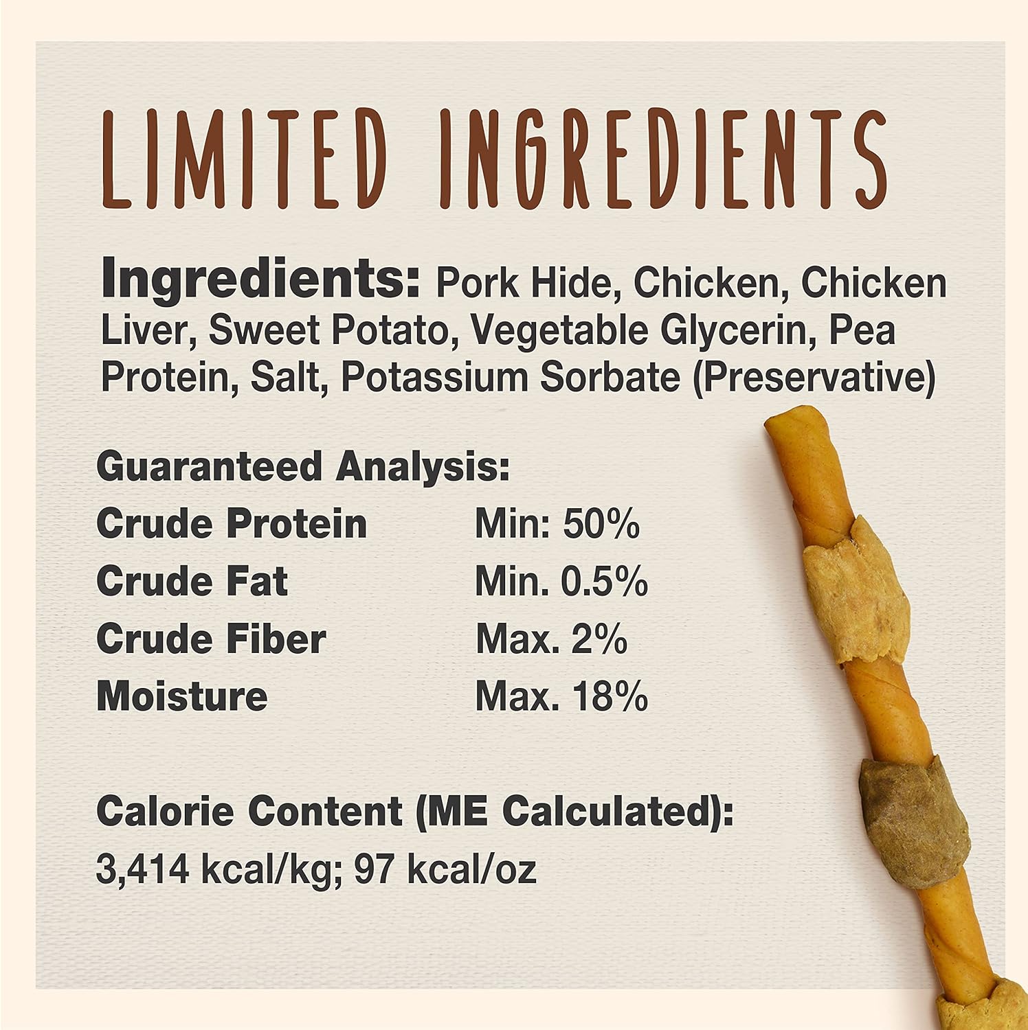 Cadet Gourmet Shish Kabob Dog Treats for Large Dogs, Healthy & Natural Chicken & Sweet Potato Chew Sticks, Pork Hide, Extra Large 10 Inch, 4 Count (Pack of 1)