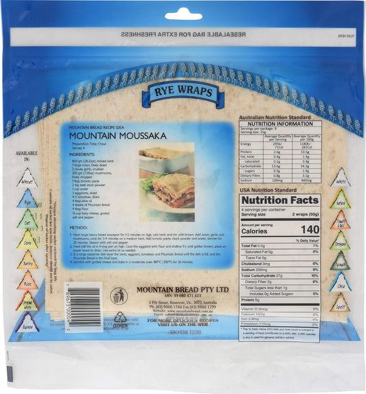 Mountain Bread Light Rye Wraps 200 G (Pack Of 3)
