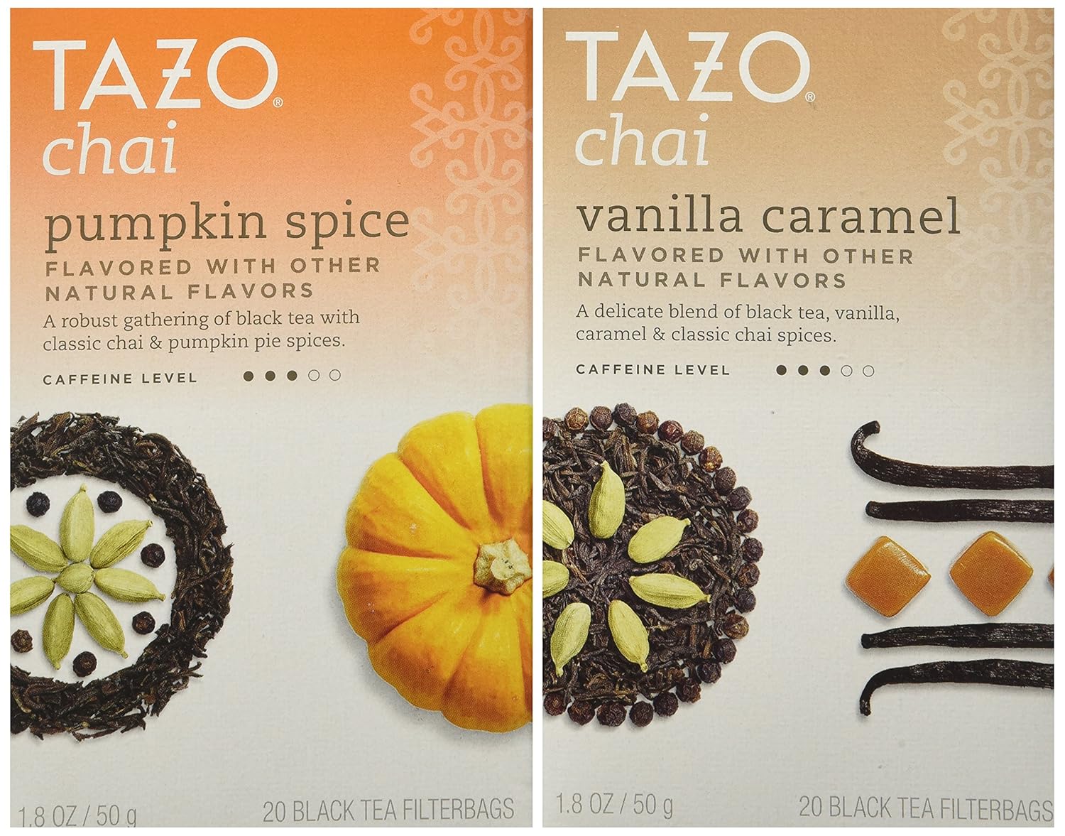 Tazo Chai Tea Holiday Bundle - 2 Items (Pumpkin Spice & Vanilla Caramel Flavors)