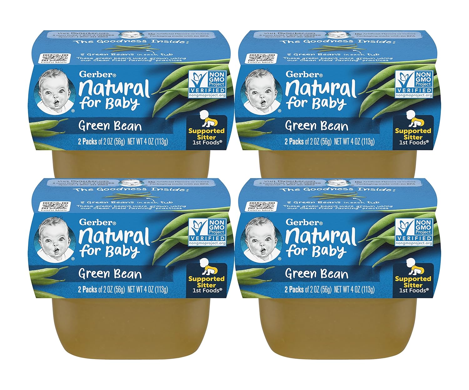 Gerber Natural For Baby 1St Foods Baby Food Tubs,Non-Gmo Pureed Baby Food For Supported Sitters, Made With Natural Vegetables 2 Count (Pack Of 4)