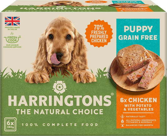 Harringtons Complete Wet Tray Grain Free Hypoallergenic Puppy Food 6x380g - Chicken & Potato- Made with All Natural Ingredients?HARRWP6-C380