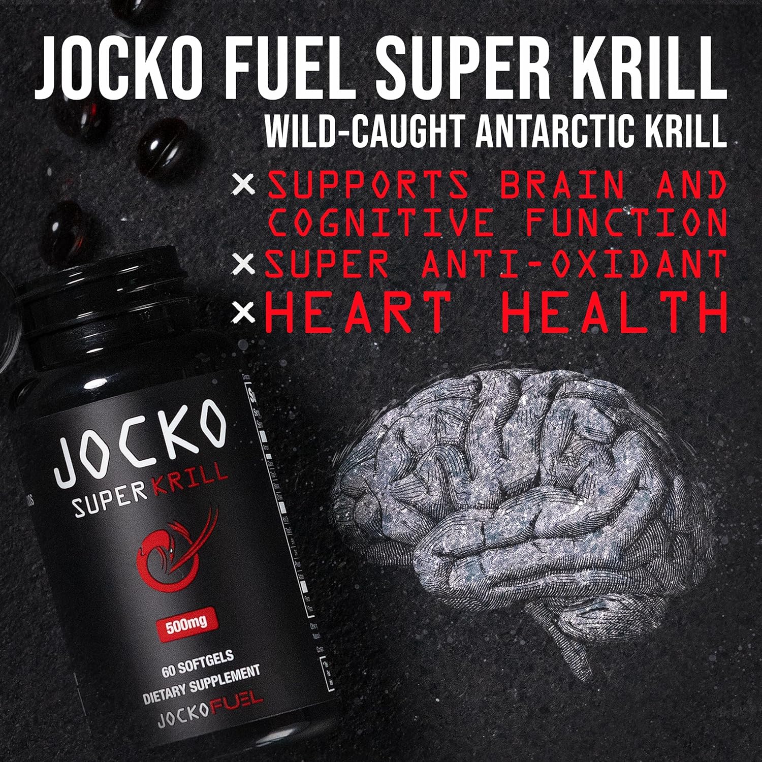 Jocko Fuel Antarctic Krill Oil Omega 3 Fatty Acid Supplements DHA & EP