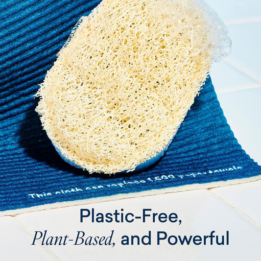 Blueland Scrub Sponge - 3 Pack Of Dual-Sided Loofah Dish Sponges - Plastic-Free, Plant-Based Kitchen Sponge, Scrubbing Power Without Scratching