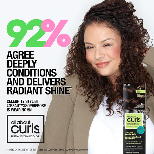 All About Curls 5N Caramel Curls (Medium Brown - Golden Undertone) Permanent Hair Color (Prep + Protect Serum & Hair Dye For Curly Hair) - 100% Grey Coverage, Nourished & Radiant Curls