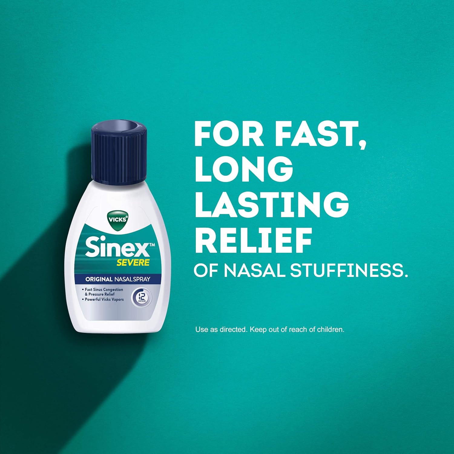 Vicks Sinex SEVERE, Nasal Spray, Original Sinus Decongestant for Fast Relief of Cold & Allergy Congestion, Sinus Pressure Relief, 0.5 Fl. Oz (Pack of 4) : Health & Household