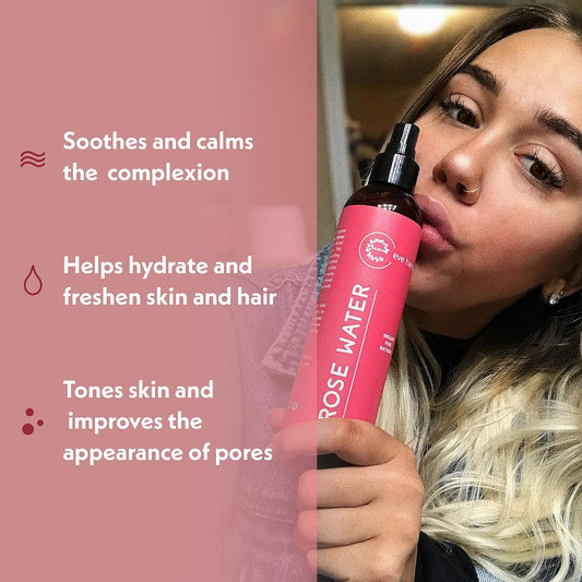 Eve Hansen Vitamin C Cleanser & Organic Rose Water Spray Bundle - Anti-Aging Facial Cleanser (4 Oz) + Rosewater Toner & Setting Spray (4 Oz)