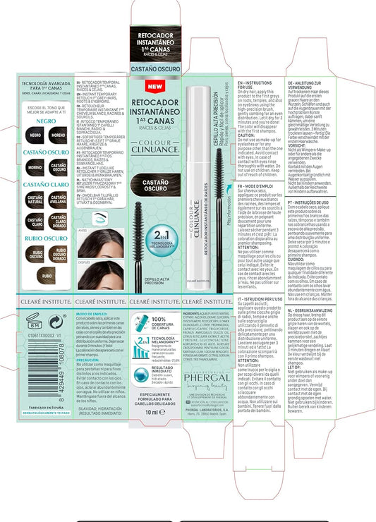 Colour Clinuance Temporary Instant Retouch For First Grey Hair, Roots And Eyebrows Quick And Easy To Use Perfect Coverage And Maximum Precision Dark Brown Colour 10 Ml