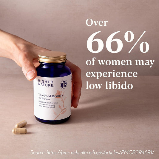 Higher Nature - True Food Rekindle For Women - Libido Booster Liboost® - Botanical Supplement - High Strength - Menopause, Intimacy & Brain Support - Intimate Female - True Food® Formula - 60 Capsules