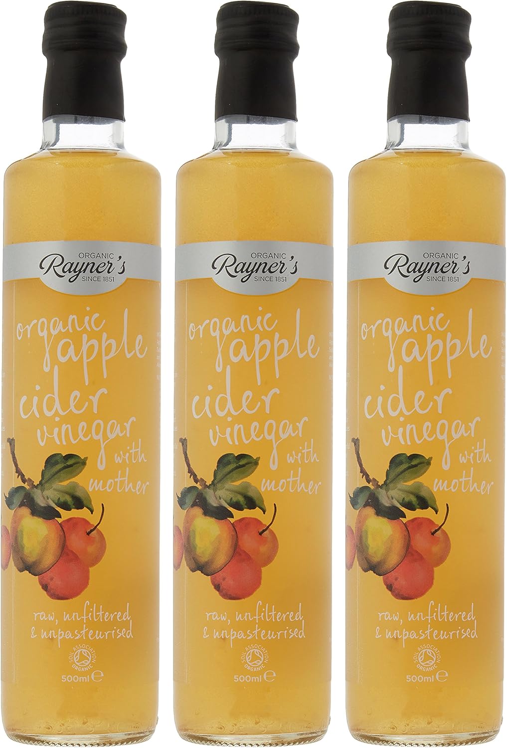 Rayners Organic Raw Apple Cider Vinegar With Mother, 500 Ml, Pack Of 3