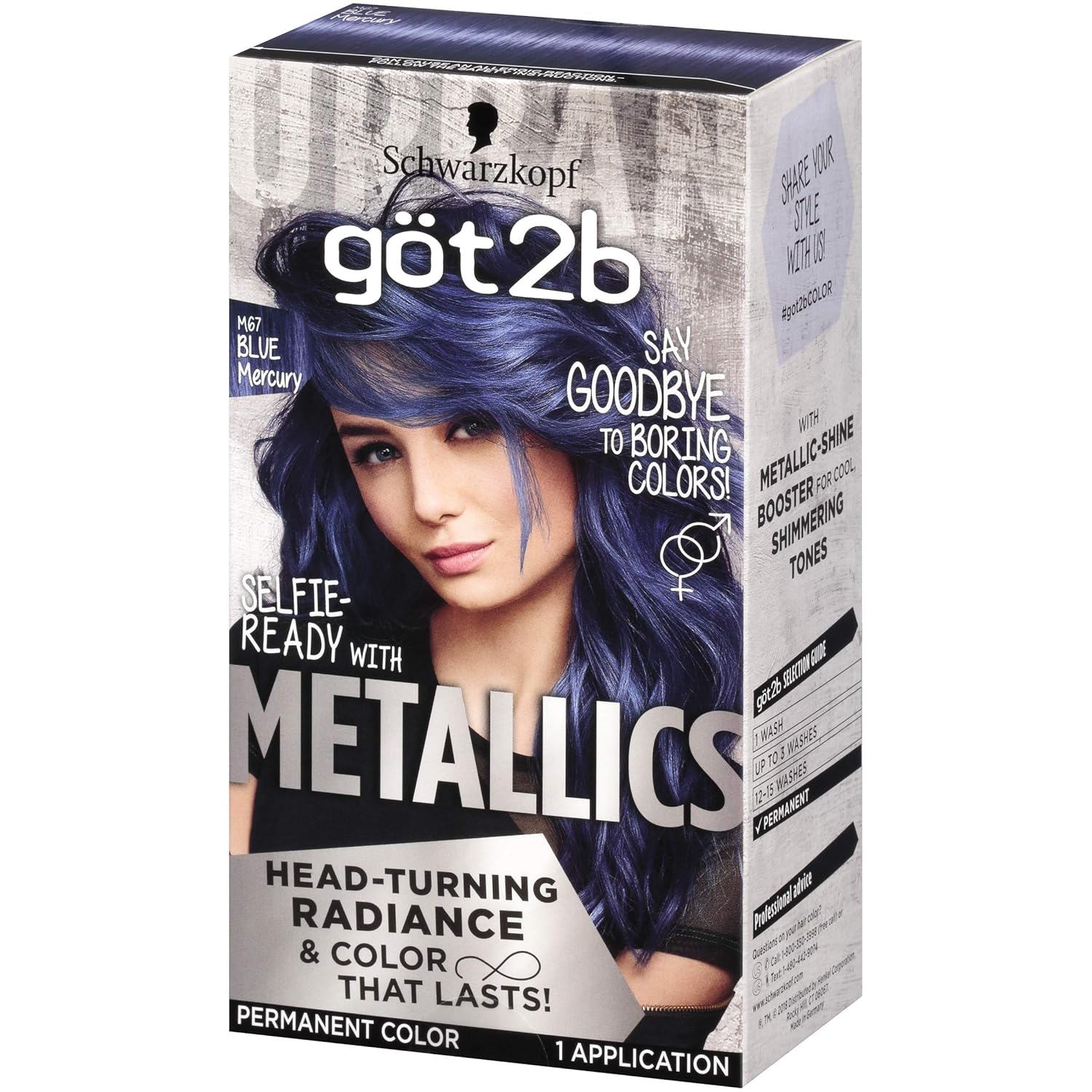 Schwarzkopf Got2B Metallics Permanent Hair Color, M67 Blue Mercury