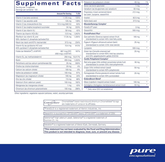 Pure Encapsulations Men'S Nutrients - Multivitamin Mineral Supplement To Support Energy, Endurance & Stamina In Men Over 40* - With Vitamin D, Vitamin C & Trace Minerals - 360 Capsules