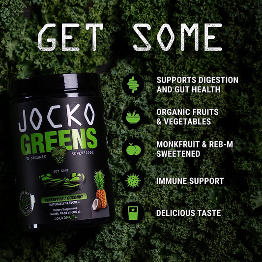 Jocko Fuel Greens Powder Bundle - Greens & Superfood Powder For Healthy Green Juice - Keto Friendly With Spirulina, Chlorella, Digestive Enzymes, & Probiotics - 60 Servings