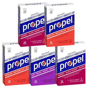 Propel Powder Packets, 3 Flavor Variety Pack, Electrolytes, Vitamins And No Sugar, Packaging May Vary, 0.88 Ounce (Pack Of 5)