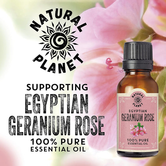 Natural Planet Geranium Essential Oil 15Ml Natural 100% Pure & Undiluted, Therapeutic Grade Pure, Cruelty Free
