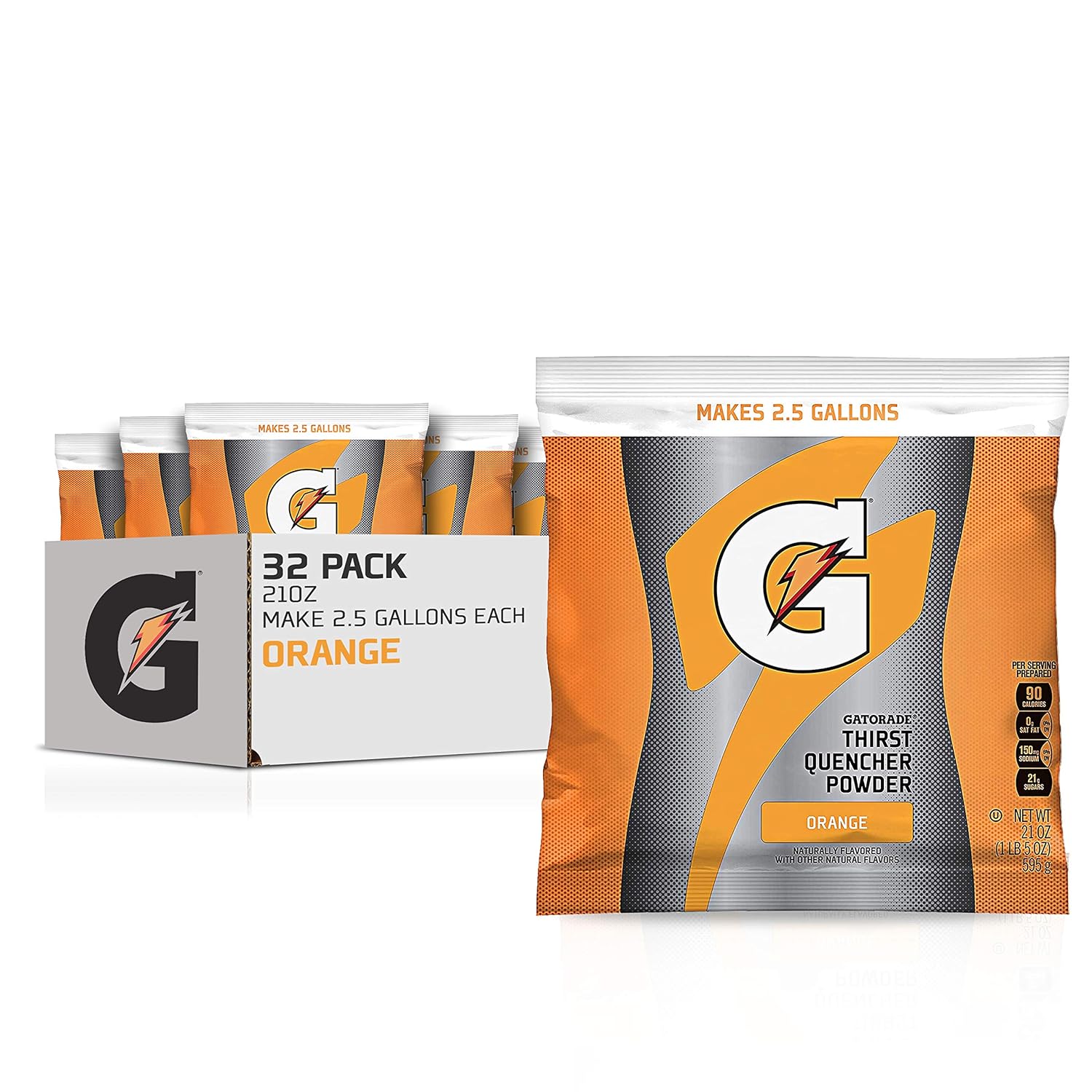 Gatorade Powder Bag Orange, 21 Ounce (Pack Of 32)