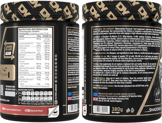 Dy Nutrition - Blood And Guts Pre Workout Powder, 398G (Cola) - High Strength Preworkout With 350Mg Caffeine, Citrulline Malate, Beta Alanine, Arginine Akg, L-Tyrosine, Vitamin B3 For Men & Women