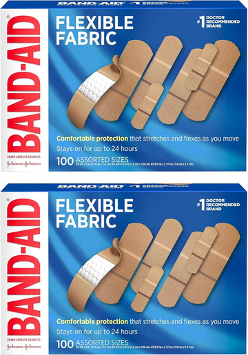 Band-Aid Brand Flexible Fabric Adhesive Bandages For Comfortable Flexible Protection, Twin Pack, 2 X 100 Ct