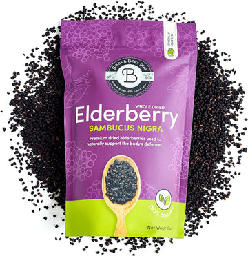 BIRDS AND BEES TEAS Dried Elderberries Bulk 1 lb - Makes Great Organic Elderberry Tea - Sambucus Nigra is Known for It's Immune System Booster Properties