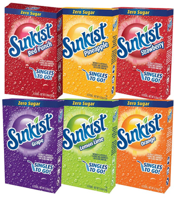 Sunkist Singles To Go Drink Mix Variety Pack, 1 Orange, 1 Grape, 1 Pineapple, 1 Lemon Lime, 1 Strawberry, 1 Red Punch, 1 Ct, 1 Ct