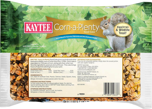 Kaytee Corn A Plenty Treat Seed Cake Food For Wild Squirrels, Chipmunks, Rabbits & Other Backyeard Wildlife, 2.5 Pounds