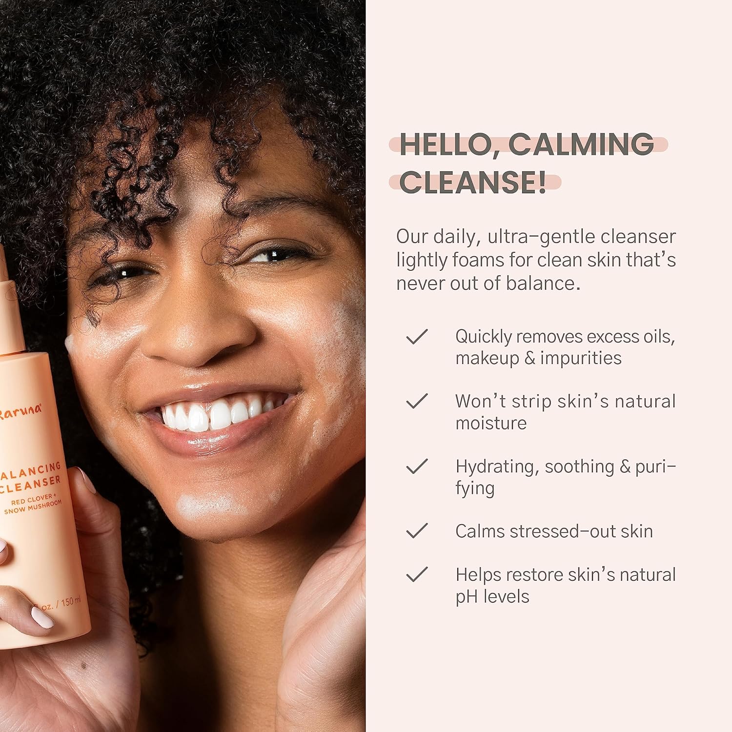 Karuna Balancing Facial Cleanser With Red Clover, Snow Mushroom, Lavender Flower Water, Hydrating, Soothing Foaming Face Wash, Facial Cleanser, 150 Ml : Beauty & Personal Care