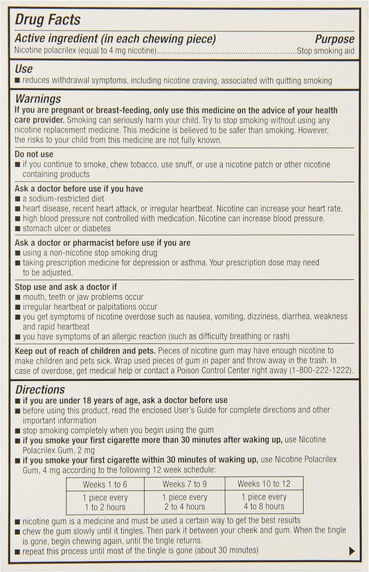 Goodsense Nicotine Polacrilex Uncoated Gum 4 Mg (Nicotine), Mint Flavor, Stop Smoking Aid; Quit Smoking With Nicotine Gum, 110 Count