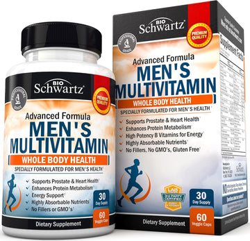 Men'S Multivitamin With Vitamin C A B D3 E Zinc For Immune Support - Once Daily Supplement For Energy & Heart - Antioxidants & Digestive Enzymes For Absorption - Mental Clarity & Focus Support -60 Ct