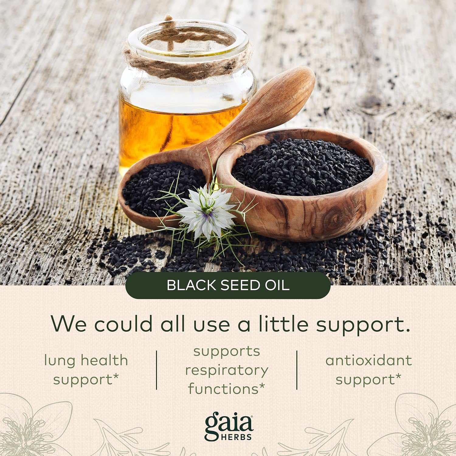 Gaia Herbs Black Seed Oil - Cold-Pressed Capsules for Lung, Respiratory, and Antioxidant Support - with Organic Nigella Seed Oil - Herbal Supplement - 60 Vegan Liquid Phyto-Capsules (30-Day Supply) : Health & Household