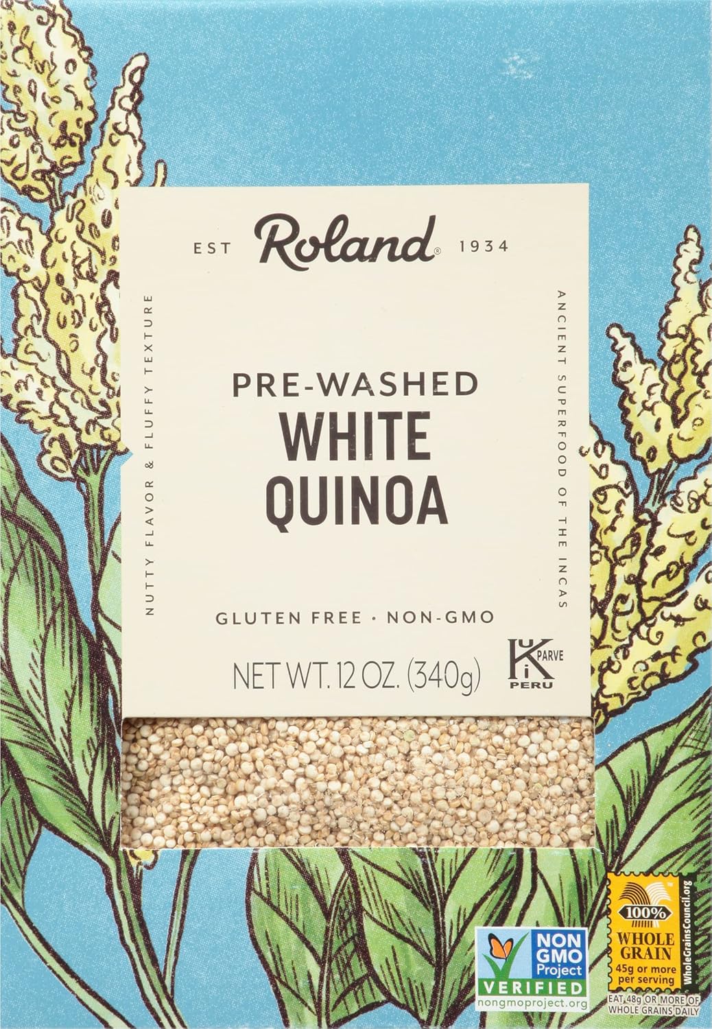 Roland Foods White Quinoa, Pre-Washed, Specialty Imported Food, 12-Ounce