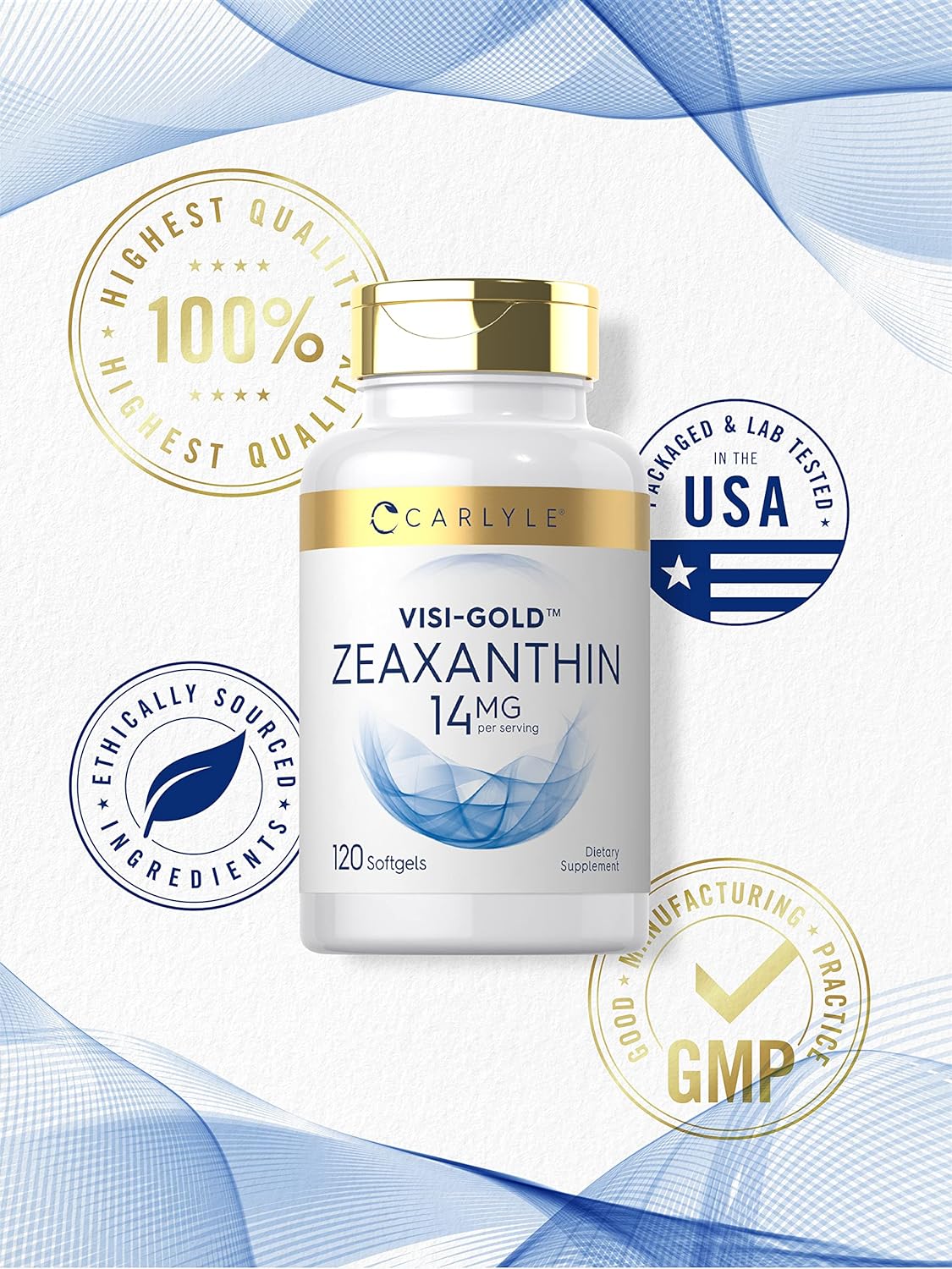 Carlyle Zeaxanthin 14 mg | 120 Softgels | Supports Eye Health | Non-GMO, Gluten Free Supplement : Health & Household