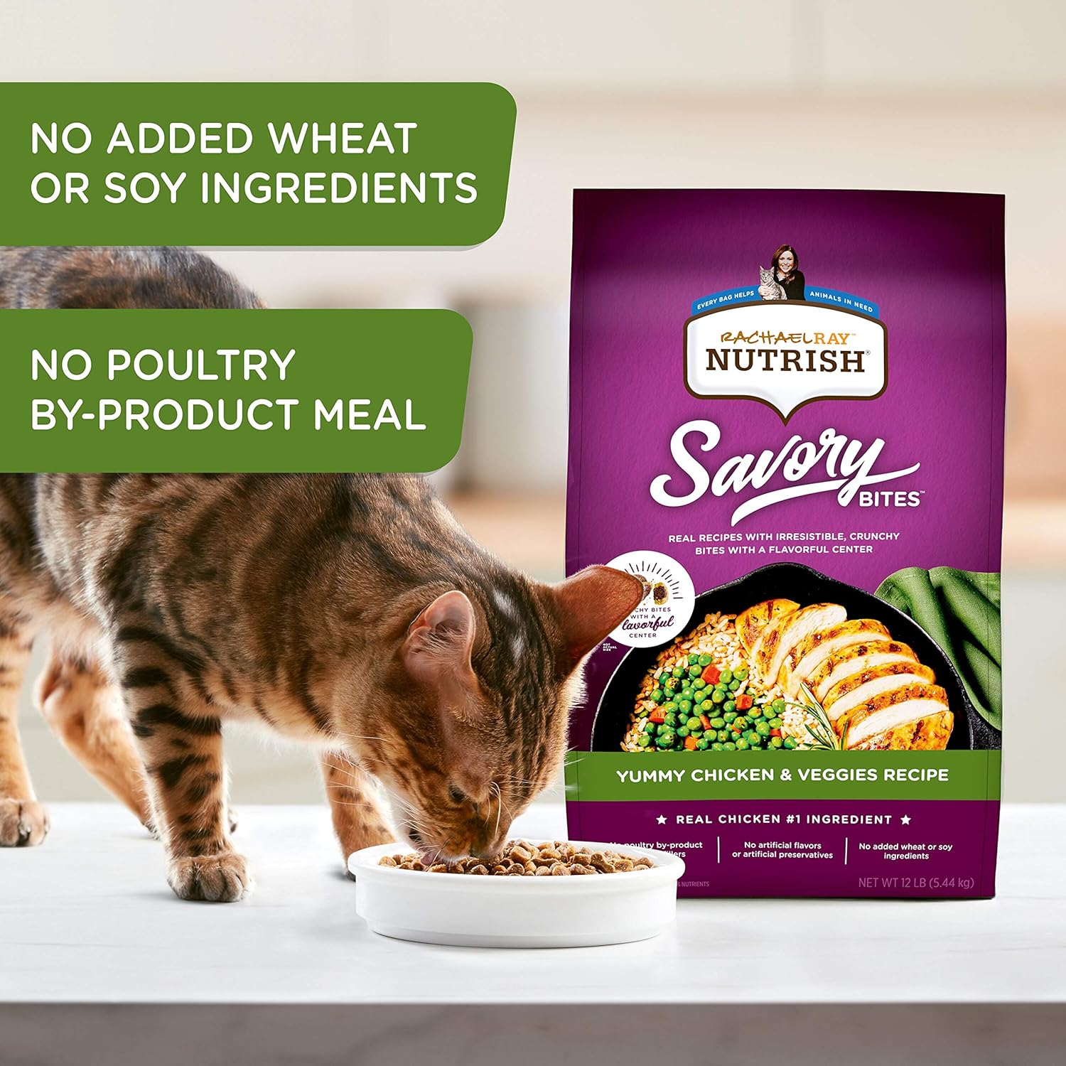Rachael Ray Nutrish Savory Bites Dry Cat Food, Yummy Chicken & Veggies Recipe, 5 Pound Bag : Pet Supplies