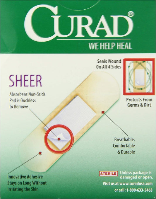 Curad Regular Size Adhesive Bandages, Sheer, 80-Count Boxes (Pack Of 6)