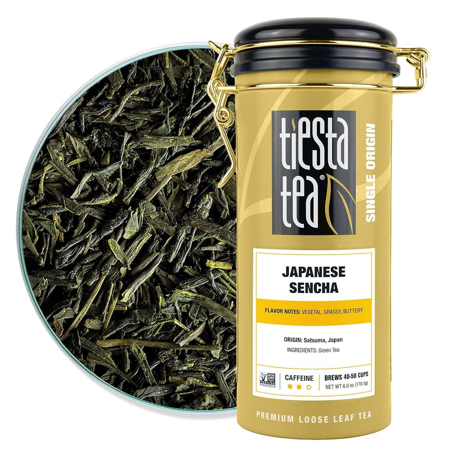 Tiesta Tea - Japanese Sencha Tea | Single Origin Premium Loose Leaf Sencha Green Tea | Medium Caffeinated | Make Hot Or Iced Tea & Up To 50 Cups | 100% Pure Unblended - 6Oz Refillable Tin