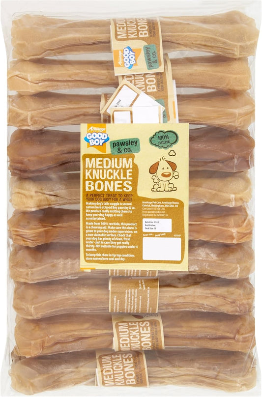 Good Boy Rawhide Knuckle Bones "Medium" Dog Treats (Pack Of 10)