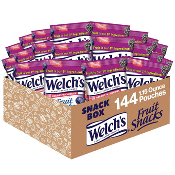 Welch'S Fruit Snacks, Berries 'N Cherries, Gluten Free, Bulk Pack, 1.55 Oz Individual Single Serve Bags (Pack Of 144)