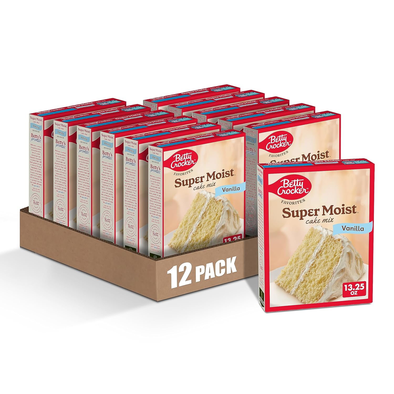 Betty Crocker Favorites Super Moist Vanilla Flavored Cake Mix, 13.25 oz (Pack of 12)