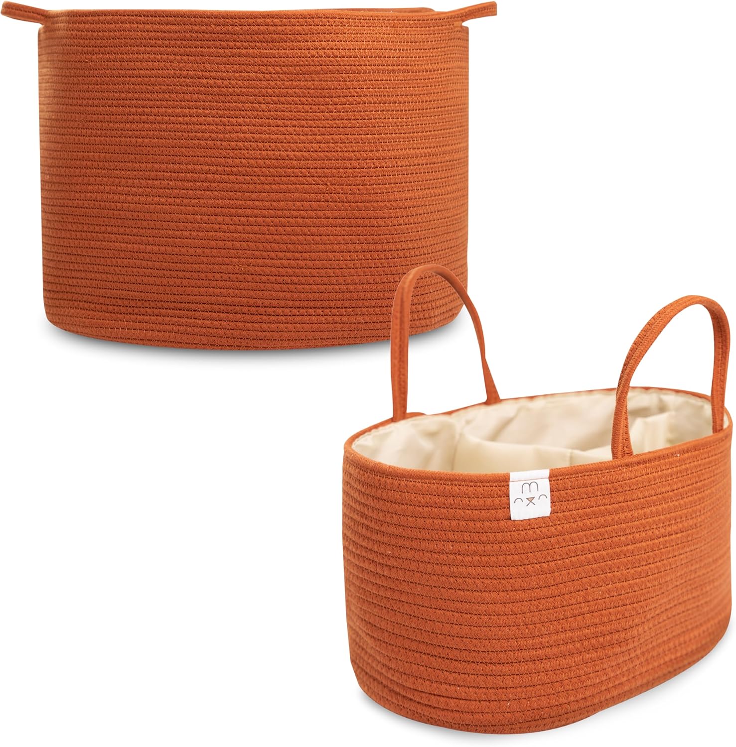 Natemia Extra Large Rope Storage Basket And Cotton Rope Diaper Caddy - Nursery Bin And Toy Organizer Laundry Basket, Basket For Towels, Pillows And Blankets, Perfect Baby Registry Gift - Glaze