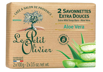 Extra Mild Soap Bars - Aloe Vera - Gently Cleanses Skin - Delicately Perfumed - Vegetable Origin-Based - 2 Pc