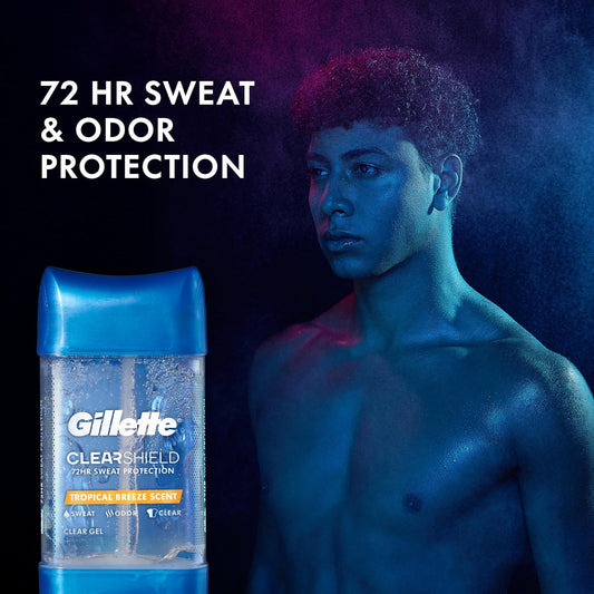 Gillette Clear Gel Antiperspirant And Deodorant For Men, Tropical Breeze Scent, 3.8 Oz (Pack Of 3)