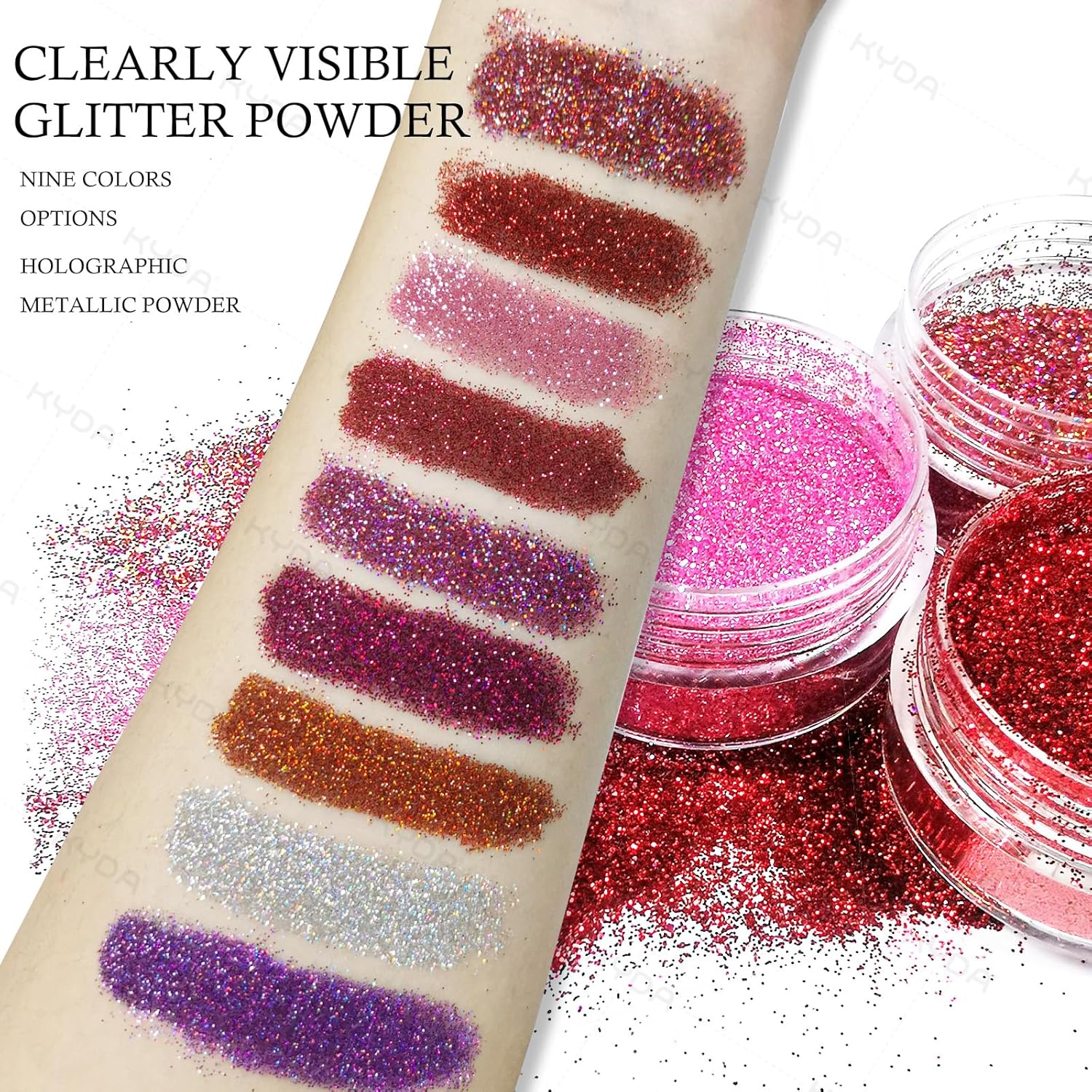 Kyda 3 Colors Glitter Lip Kit, Diamond Metllic High Pigmented Powder For Lips Cosmetics, Glitter Lips Makeup,With Lip Primer And Brush, Long Wear-Set A : Beauty & Personal Care