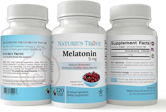 Melatonin 5Mg By Nature'S Trove - 120 Ez Chew Tablets Cherry Flavor