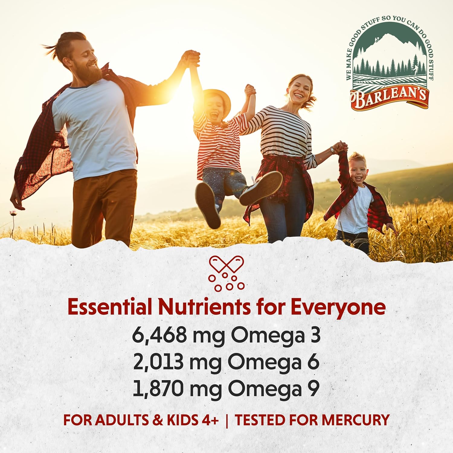 Barlean's Total Omega 3 6 9 Liquid Fish Oil Supplement with Borage and Flaxseed Oil 6,468 mg of Omegas EPA, DHA, ALA, and GLA for Joint and Heart Health, 16 oz : Health & Household