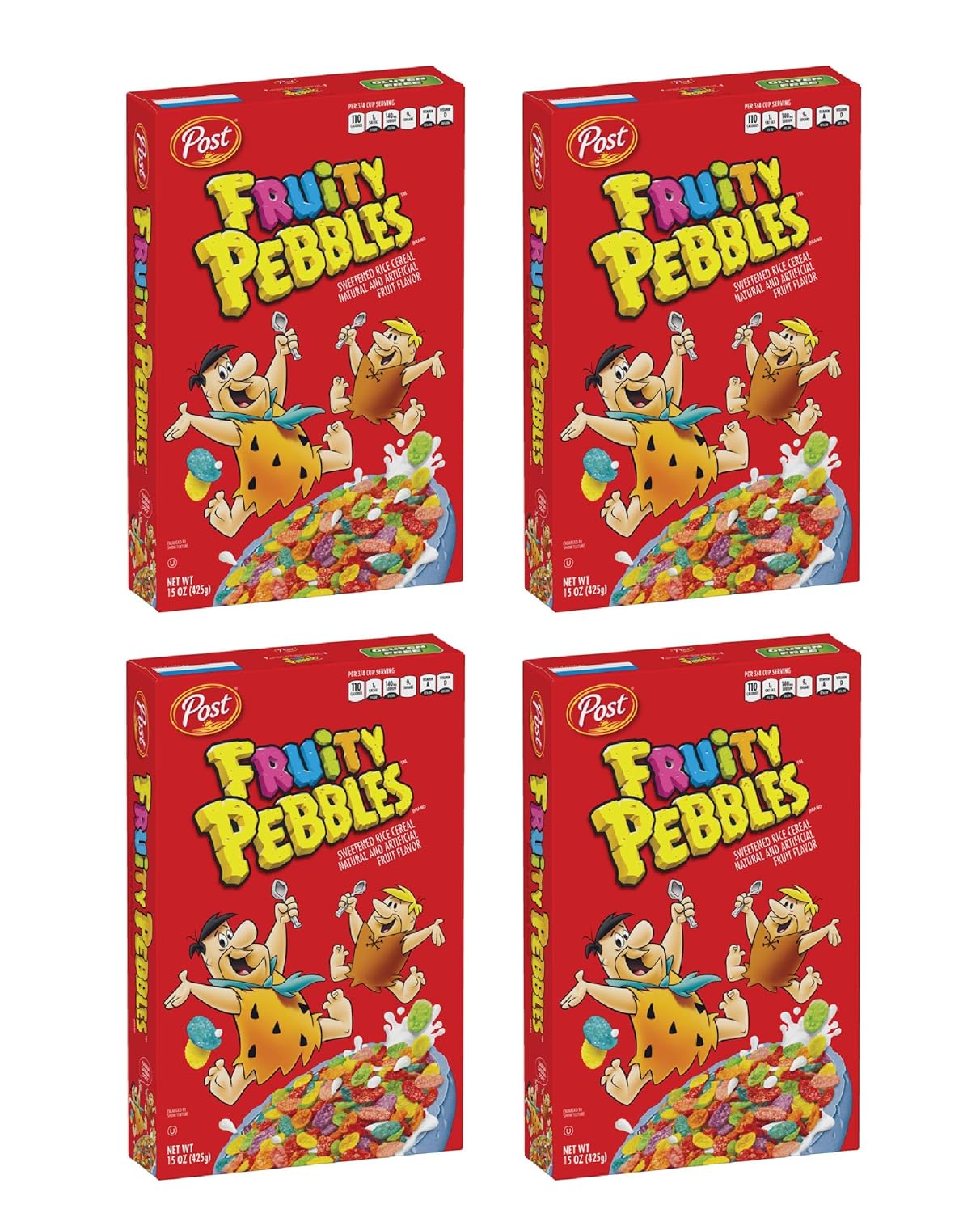 Post Fruity Pebbles Cereal with Vitamins & Minerals, Gluten-Free, Kosher Pareve, 11 Ounce (Pack of 4)