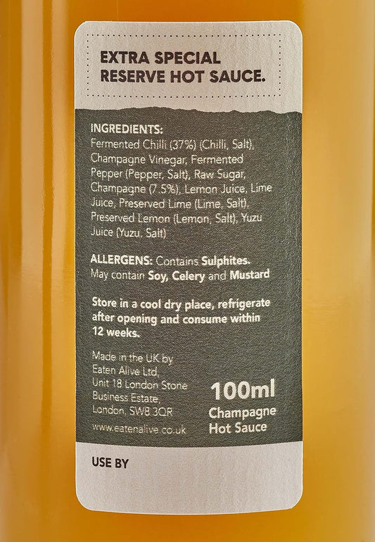 Champagne Citrus Xo Extra Special Reserve Hot Sauce - Eaten Alive - Super Luxury Chilli Gift