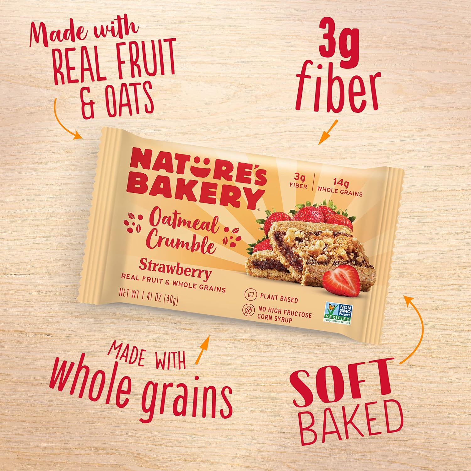 Nature'S Bakery Oatmeal Crumble Strawberry Bars, 1.41 Oz, 6 Ct