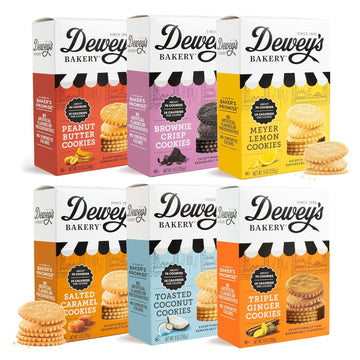 Dewey'S Bakery Classic Complete Cookie Collection | Meyer Lemon, Brownie Crisp, Triple Ginger, Salted Caramal, Toasted Coconut & Peanut Butter Moravian Cookie Thins | 9 Oz (Pack Of 6)