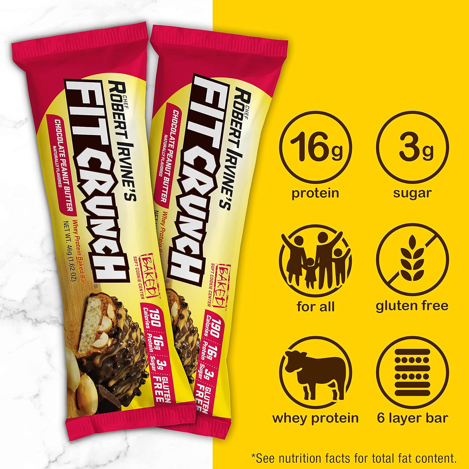 FITCRUNCH Protein Bars, Snack Size Variety Pack, Gluten Free 18 Pack : Health & Household